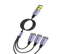 SELVFZ Cable divisor USB multipuerto, adaptador de alimentación USB 1 macho a 2/3 hembra para carga/transferencia de datos, cable de velocidad de 480 Mbps, concentrador USB para carga