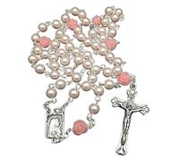 SELVFZ Collar religioso con cuentas de cristal con colgante de rosas, cadena de clavícula, collar de oración, joyería de rosario de cristal