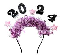 SELVFZ Diadema de oropel 2024 con lentejuelas y lentejuelas para Navidad, coronas, aro para el pelo, tocado de Año Nuevo, accesorios de graduación, diadema de oropel de estrella