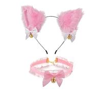 SELVFZ Disfraz de zorros de animales para adultos y niños, diadema de orejas de gato, gargantilla de encaje, accesorios de disfraces, disfraz de cosplay