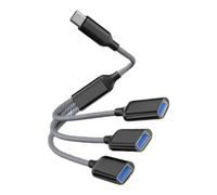 SELVFZ Hub de aleación tipo C con 3 puertos USB, cable trenzado tipo C a 3 USB 2.0 OTG, cable divisor de línea de datos tipo C a concentrador USB