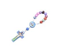 SELVFZ Rosario de cuentas de arcilla colorida para niños, joyería religiosa única hecha a mano para mujeres y niños, crecimiento espiritual con cuentas de oración para niños