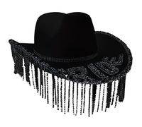 SELVFZ Sombrero de novia para ser vaquero, sombrero de vaquera occidental para mujeres y niñas, accesorios para fotos, borlas, borlas brillantes, pasador de despedida de soltera para niñas