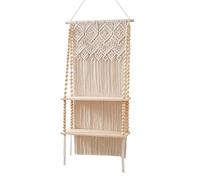 SELVFZ Tapiz hecho a mano para colgar en la pared, cuerda de algodón, estante flotante de madera, decoración del hogar