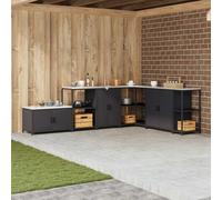 Selvicoly Armario de almacenamiento de cocina HATTEM negro 60 x 50 x 92 cm de acero con 2 puertas para cocinas modernas y exteriores, espacio de almacenamiento versátil, estantes duraderos