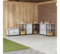 Selvicoly HATTEM - Armario de almacenamiento de cocina (60 x 50 x 92 cm, acero, moderno, para exteriores, para cocina, vitrina, armario de almacenamiento versátil), color plateado
