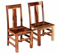 Selvicoly Juego de 2 sillas de comedor de madera maciza de acacia en color marrón miel estilo rústico, acolchado cómodo, ergonómico, resistente, diseño simple, adecuado para cocina, salón