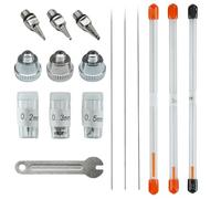 Selyse Boquilla para aerógrafo, tapón de aguja, 0,2 mm, 0,3 mm, 0,5 mm, piezas de repuesto con llave para cepillo de aire, juego de 7 piezas para aerógrafo, modelado y barnizado