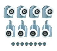 Selyse Juego de 8 ruedas para puerta de ducha, ruedas individuales de 23 mm, 4 ruedas superiores y 4 inferiores para puertas correderas, piezas de repuesto para mamparas de ducha y cabinas, bricolaje