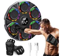 semai Maquina de Boxeo Musical, Boxeo Pared Musical LED, Compatible con Bluetooth, 9 Modos de Velocidad Y Modos de Conteo, Adecuada para Adultos Y Niños, Ejercicio/Alivio del Estrés, Negro Mejorado