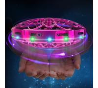 semai Mini UFO Drone Flying Ball, Juguete volador de juguete giratorio 360° con luz LED, regalo para interiores y exteriores, para niños y niñas, 6, 7, 8, 9 y 10+ años, rojo