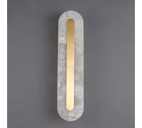 SEMANHUA Aplique de pared alabastro blanco piedra natural latón nórdico Iluminación pasillo Barra luz lineal mármol moderna Lámpara montada en vidrio LED Baño Lu(Oval)