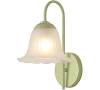 SEMANHUA Aplique de pared cristal con diseño flores verdes nórdicas - Lámpara minimalista campana E27 metal retro para dormitorio, sala estar y más(Green)