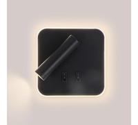 SEMANHUA Aplique de pared lectura cuadrado nórdico para interiores con cabecera interruptor, estudio minimalista moderno ajustable, lámpara negra, montada en junto a(Dark)