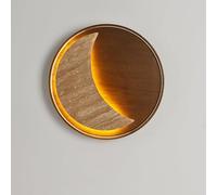 SEMANHUA Aplique de Pared Retro WABI-sabi para Pasillo, lámpara travertino Amarillo Minimalista japonés con Forma, montada en cabecera Interior Madera Maciza(Walnut)