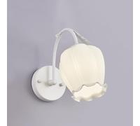 SEMANHUA Aplique de pared vidrio con diseño floral mediados siglo: lámpara noche estilo nórdico ramas metal para dormitorio, comedor y pasillo(White)