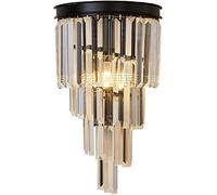 SEMANHUA Aplique minimalista de cristal dorado y negro: elegante aplique estilo europeo para sala estar decoración hogar(Zwart)