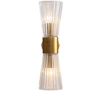 SEMANHUA Elegantes apliques de pared latón con doble cabezal - Iluminación vintage montaje E14 para sala estar, comedor y dormitorio