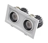 SEMANHUA Focos de globo ocular giratorios de ángulo ajustable, 2 cabezales, luces rectangulares de 24W, kit de conversión empotrable de alto brillo, sin luz estroboscópica(Neutral light)