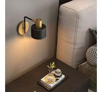 SEMANHUA Lámpara De Lectura De Montaje En Pared Moderna Iluminación De Cabecera Negra Dorada Luz De Lectura De Cabecera Giratoria De 270 °, Apliques De Pared De Hierro Con Cableado E27 for Dormitorio,