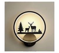 SEMANHUA Lámpara de pared LED rústica elegante con diseño ciervo negro: aplique negro mate para sala estar y dormitorio
