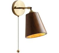 SEMANHUA Lámpara de pared nórdica retro con cordón nogal dorado para dormitorio y decoración hogar
