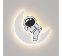SEMANHUA Lámpara de pared para habitación niños Aplique astronauta Luz moderna para con pantalla acrílica montaje empotrado moderno nórdico Lá(Tri-color light)