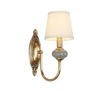SEMANHUA Lámpara de pared retro vintage 1/2 luz, lámpara estilo antiguo americano, latón para dormitorio, mesita noche, apliques tela lujo para come(1-light)