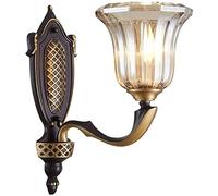 SEMANHUA Lámpara de techo cristal ámbar vintage europeo - Iluminación interior cobre para sala estar, dormitorio, restaurante y oficina(1-light)