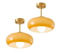 SEMANHUA Lámpara de techo moderna de vidrio empotrada, lámpara de techo de latón de mediados de siglo, accesorios de iluminación de techo de vidrio vintage for sala de estar, dormitorio, 1 paquete/2 p