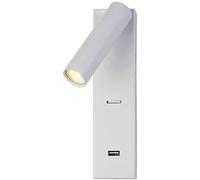SEMANHUA Lámpara LED ajustable para armario con carga USB - Aplique de pared para dormitorio y sala estar(White-6000k)