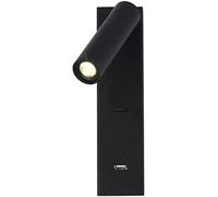SEMANHUA Lámpara LED ajustable para armario con carga USB - Aplique de pared para dormitorio y sala estar(Black-3000k)