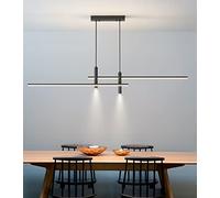 SEMANHUA Luces colgantes LED negras, lámpara lineal moderna regulable con control remoto, iluminación empotrada for cocina, isla, sala de estar, comedor, luz de habitación, luces colgantes de 59,0 pul