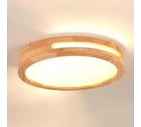 SEMANHUA Plafón Led, Plafón de Madera, Plafón Led, 6000k 24w ø20cm Luz Fría, Apto for Dormitorios, Baños, Salones y Pasillos (Color : Lumière Chaude, Size : 40CM)