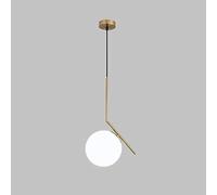 SEMANHUAOZ E27 Creatividad Lámpara colgante posmoderna sala de estar/comedor lámpara colgante de vidrio nórdico lámpara de diseño de bola luces colgantes lámpara de tubo de acero (Color : Golden, Si