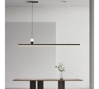 SEMANHUAOZ Iluminación LED minimalista for isla de cocina: lámpara colgante lineal de altura ajustable en 3 colores, candelabro negro moderno for comedor(150cm)