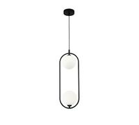 SEMANHUAOZ Lámpara Colgante de Techo Moderna, Altura Regulable, Estructura de Metal Negro, 2 Luces, Difusores Esféricos de Vidrio Opaco, Diseño Original, Nórdico, Industrial, for 2 Bombillas G9 25W No