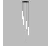 SEMANHUAOZ Lámpara colgante LED regulable moderna for techos altos, con control remoto, for entrada, estilo granja, color blanco y negro, for escalera, sala de estar y pasillo(5 Lights)