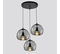 SEMANHUAOZ Lámpara Colgante Triple for Interiores Luces Colgantes de Vidrio Creativas Sala de Estar Comedor Cocina Isla Lámpara Moderna Lámpara de Techo Ajustable en Altura (Color : Smoke Gray, Size