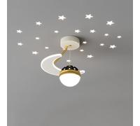 SEMANHUAOZ Moon Stars Ceiling Light Projector Modern LED Ceiling Light Dimmable Hallway Light Fixture Ceiling Chandelier White Kitchen Ceiling Light for Kids Bedroom Bathroom Corridor Balcony (Color