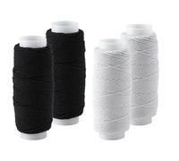 Semazz Cinta Elastica Coser,4 PCS Hilo Elástico Blanco Negro Carrete Elástico Cordón Cuerda Elástica Goma Elastica para Máquina de Coser Tejer Ropa Hacer Joyas 0,5mm 120 Yardas