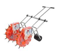 Sembradora manual de dos hileras, sembradora de dos hileras, sembradora manual de jardín con 8 placas de semillas, sembradora manual con rodillos, sembradora de precisión para jardín, 12 agujeros