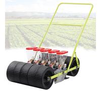 Sembradora manual de hortalizas, de empuje manual, de 3/4/5/6 hileras para cilantro, repollo, espinacas y apio pequeños, con espaciamiento entre hileras/entre plantas/profundidad ajustables (6 hiler