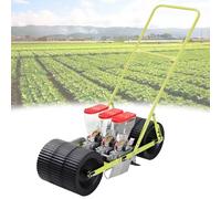 Sembradora manual de hortalizas, de empuje manual, de 3/4/5/6 hileras para cilantro, repollo, espinacas y apio pequeños, con espaciamiento entre hileras/entre plantas/profundidad ajustables (6 hiler