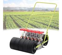 Sembradora manual de hortalizas, de empuje manual, de 3/4/5/6 hileras para cilantro, repollo, espinacas y apio pequeños, con espaciamiento entre hileras/entre plantas/profundidad ajustables (6 hiler