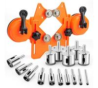Semderm Kit de sierra perforadora de diamante, sierra perforadora de azulejos con ventosas dobles, accesorio de guía de sierra perforadora, brocas de diamante para vidrio, azulejos de porcelana,