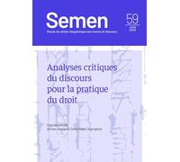 Semen, n° 59/juin 2026: Analyses critiques du discours pour la pratique du droit