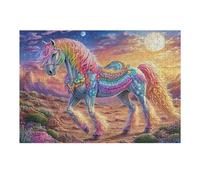 Semental Adornado con Joyas bajo el Cielo Estrellado Puzzles 300 Piezas Moderno Creativo Rompecabezas Familiar para Adultos 3D Maquetas Construir Aliviar Estrés Decorativo 300 PCS