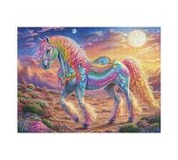 Semental Adornado con Joyas bajo el Cielo Estrellado Puzzles 500 Piezas Decorativo Coleccionable Obra De Arte Rompecabezas Familiar para Adultos Desafío Avanzado DIY Creativo 500 PCS