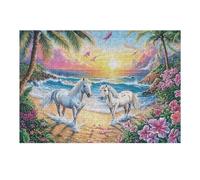 Sementales Blancos en una Orilla Cochemesí Puzzle 300 Piezas Obra De Arte Familiar Rompecabezas 3D para Hombres Y Mujeres Juguete Educativo Desafío Intelectual 300 PCS